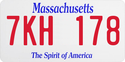 MA license plate 7KH178