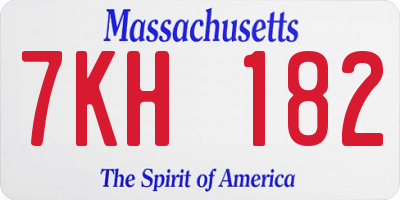MA license plate 7KH182