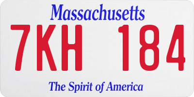 MA license plate 7KH184