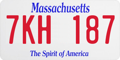MA license plate 7KH187
