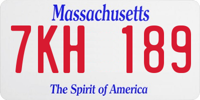 MA license plate 7KH189