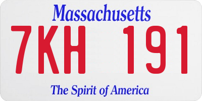 MA license plate 7KH191