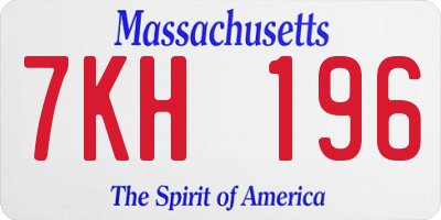 MA license plate 7KH196