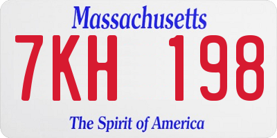 MA license plate 7KH198