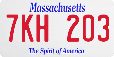 MA license plate 7KH203