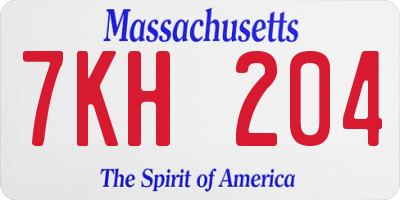 MA license plate 7KH204