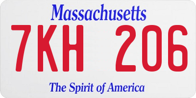 MA license plate 7KH206