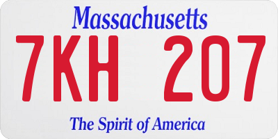 MA license plate 7KH207
