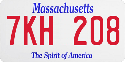 MA license plate 7KH208