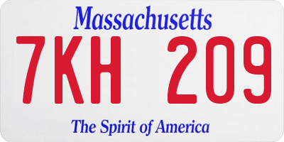 MA license plate 7KH209