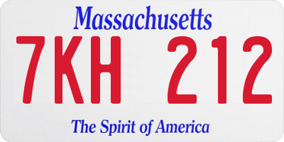 MA license plate 7KH212