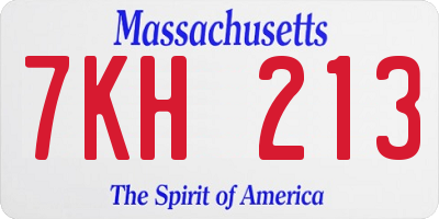 MA license plate 7KH213