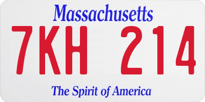 MA license plate 7KH214