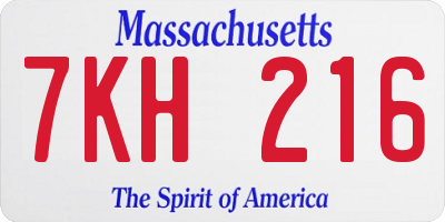 MA license plate 7KH216