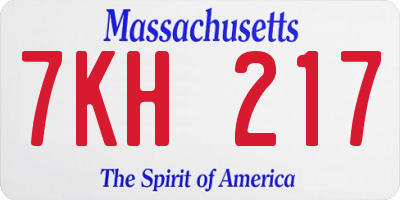 MA license plate 7KH217