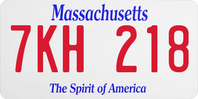 MA license plate 7KH218