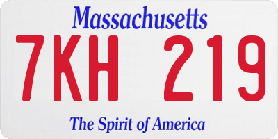 MA license plate 7KH219