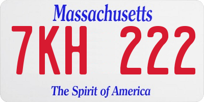 MA license plate 7KH222