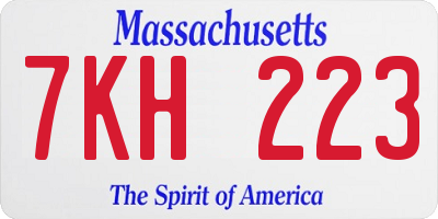 MA license plate 7KH223