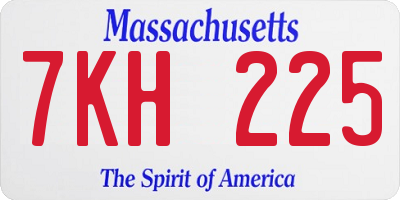 MA license plate 7KH225