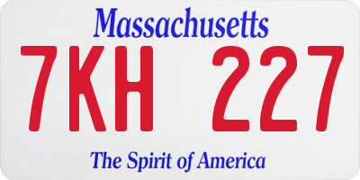 MA license plate 7KH227
