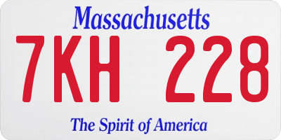 MA license plate 7KH228