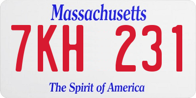 MA license plate 7KH231