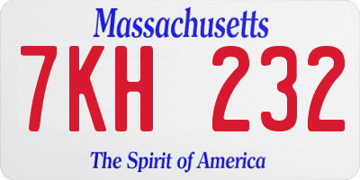 MA license plate 7KH232