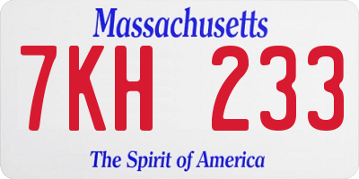 MA license plate 7KH233