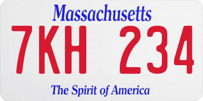 MA license plate 7KH234