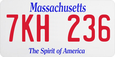 MA license plate 7KH236