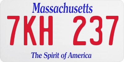 MA license plate 7KH237