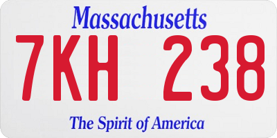 MA license plate 7KH238
