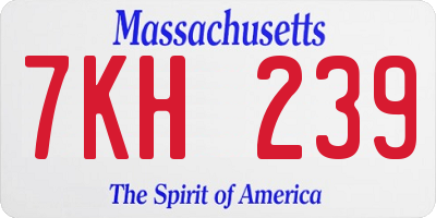 MA license plate 7KH239