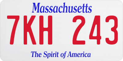 MA license plate 7KH243