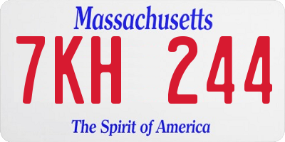 MA license plate 7KH244