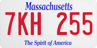 MA license plate 7KH255