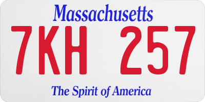 MA license plate 7KH257