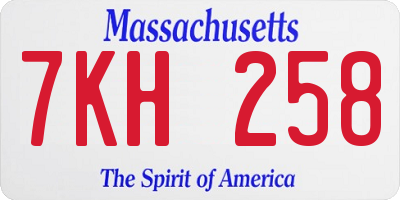 MA license plate 7KH258