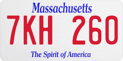 MA license plate 7KH260