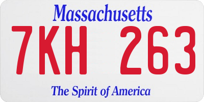 MA license plate 7KH263