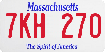 MA license plate 7KH270