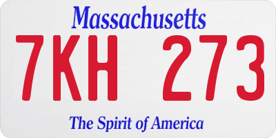 MA license plate 7KH273