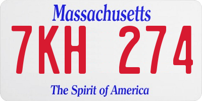 MA license plate 7KH274