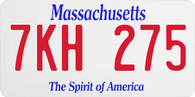 MA license plate 7KH275