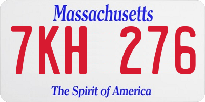 MA license plate 7KH276