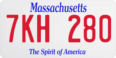 MA license plate 7KH280