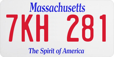 MA license plate 7KH281