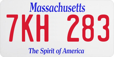 MA license plate 7KH283