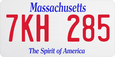 MA license plate 7KH285